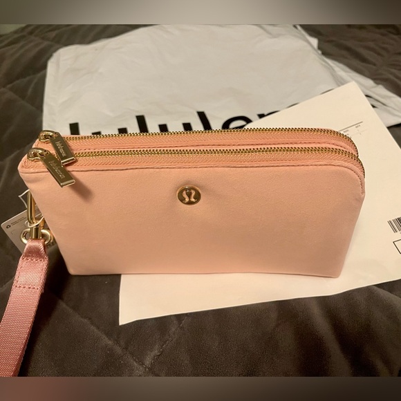 •Lululemon• Curved Velour Wristlet Pink Pastel LIMITED EDITION- GOLD Hardware - Picture 8 of 16